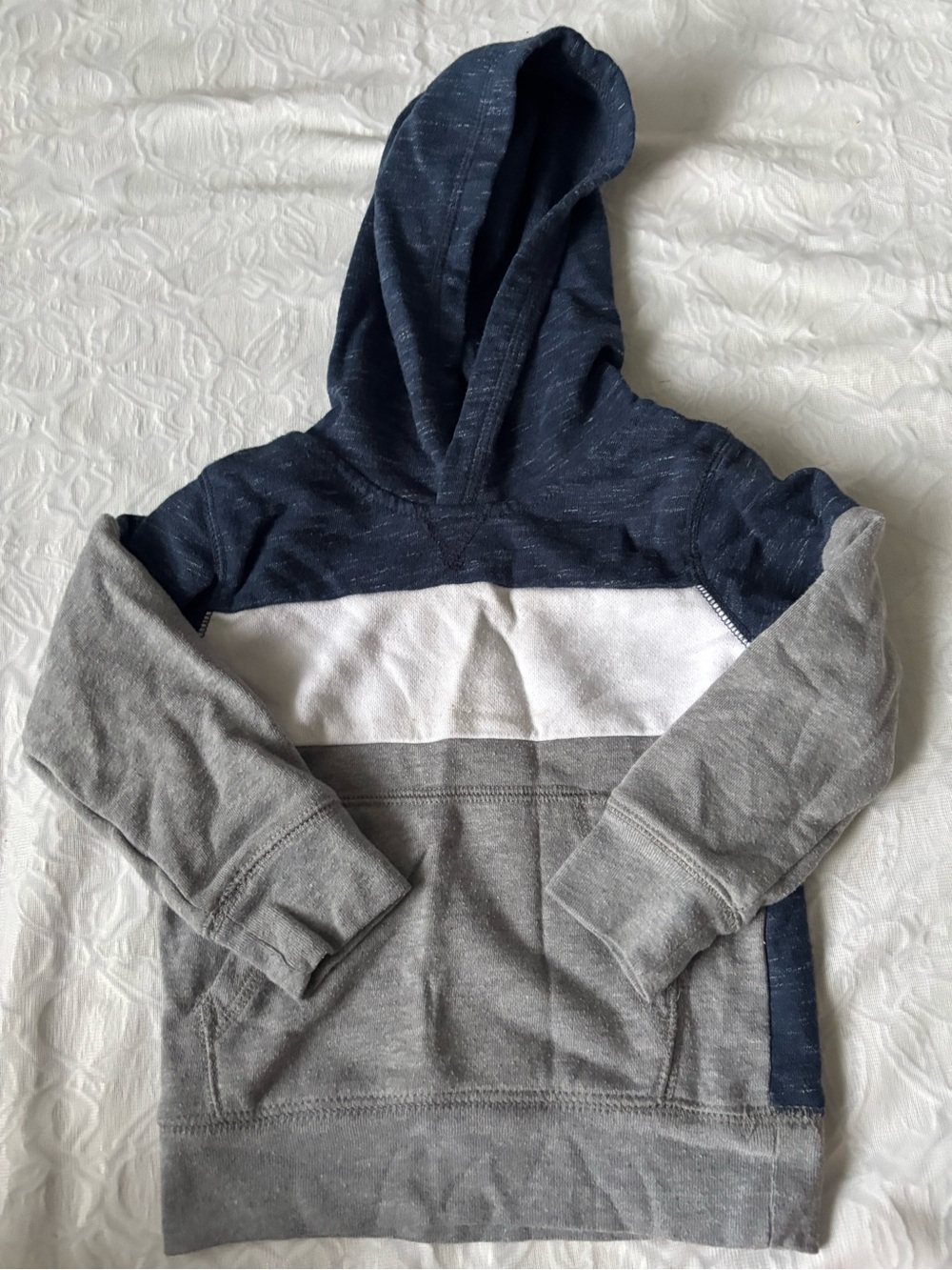 Kids Colorblock Hoodie Sweatshirt - Navy, Gray & White